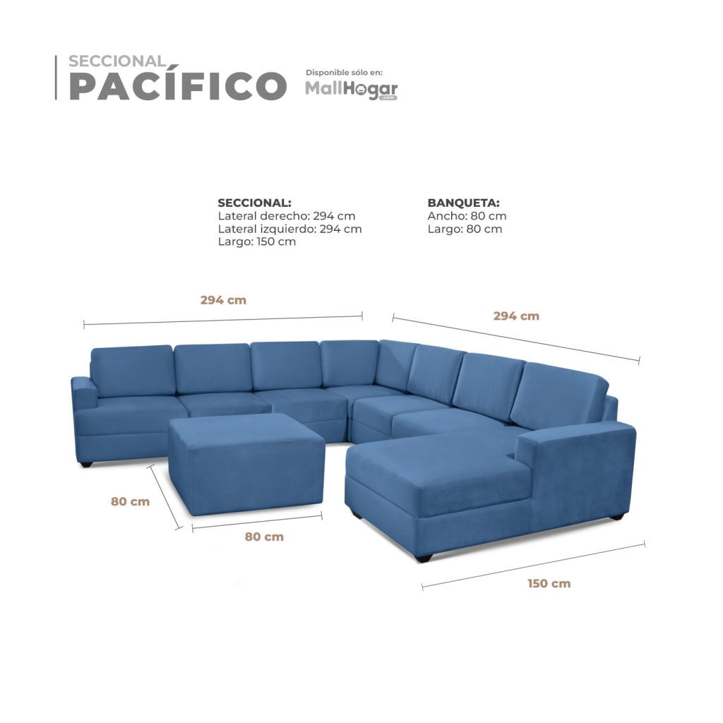 Seccional Pacífico Derecho + Banqueta – Azul