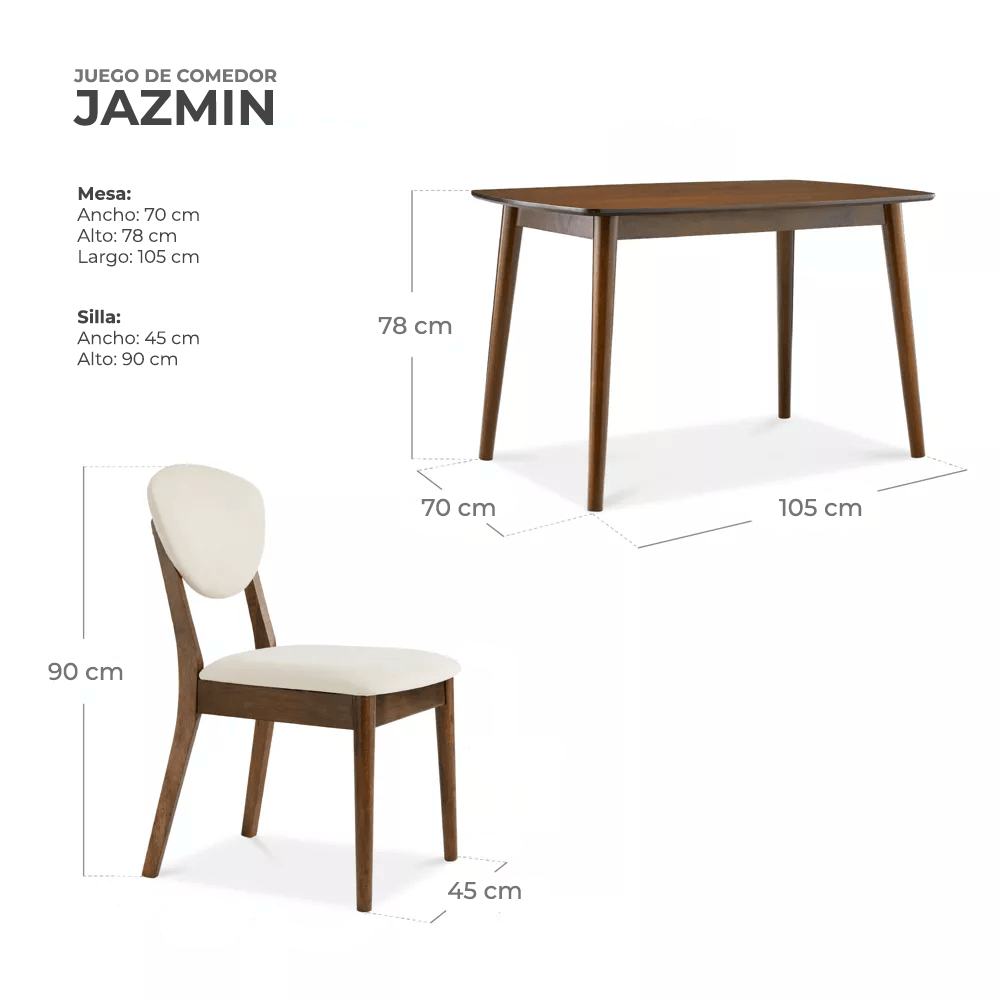 Juego de Comedor Jazmín 4 sillas – Ivory