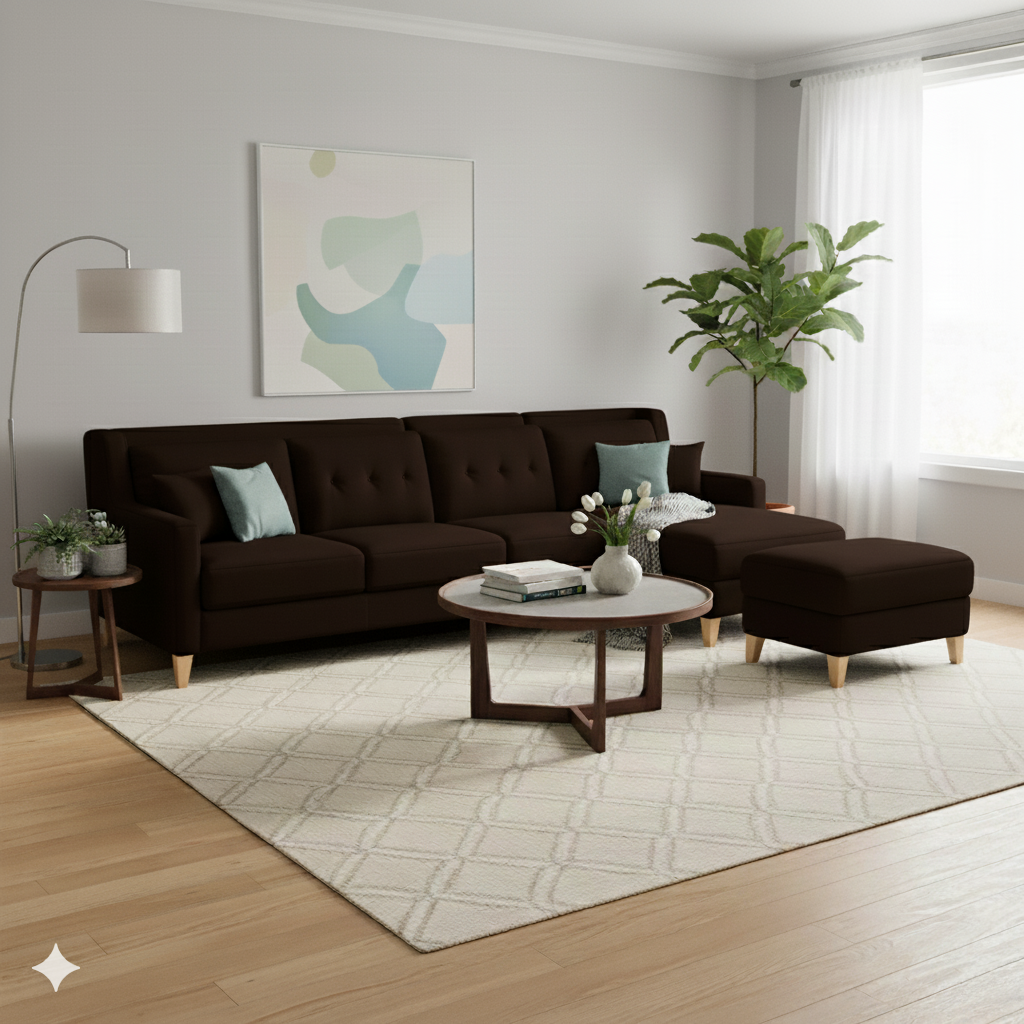 Seccional Diana Derecho + Banqueta Chocolate