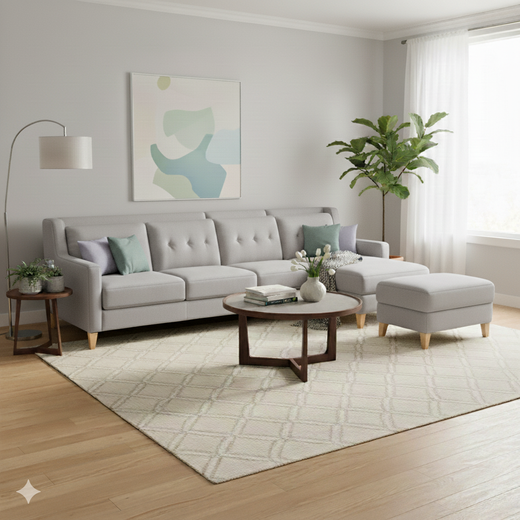 Seccional Diana Derecho + Banqueta – Gris