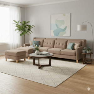 Seccional Diana Izquierdo + Banqueta - Beige oscuro