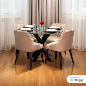 Juego de comedor Lidia 4 Sillas - Beige