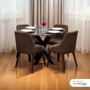 Juego de comedor Lidia 4 Sillas - Chocolate