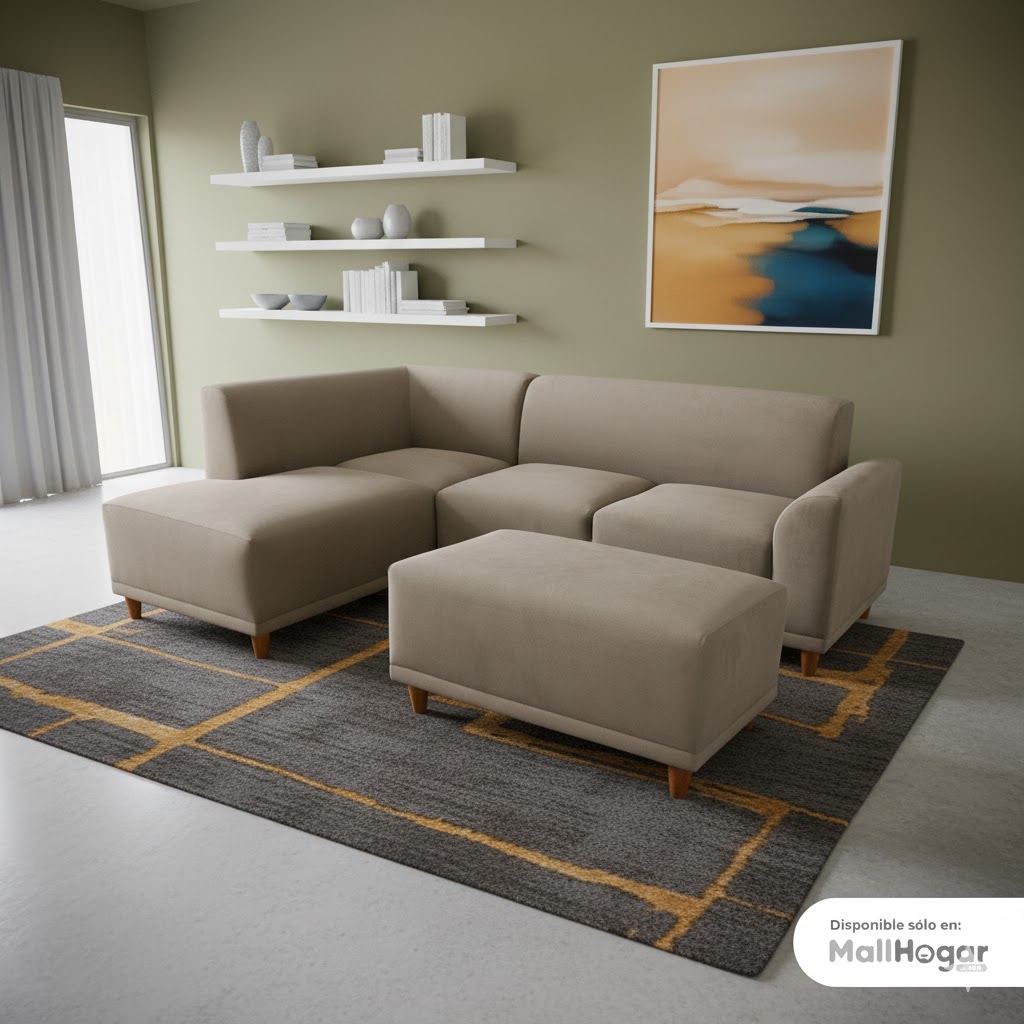 Seccional Palms Izquierdo + Banqueta – Beige