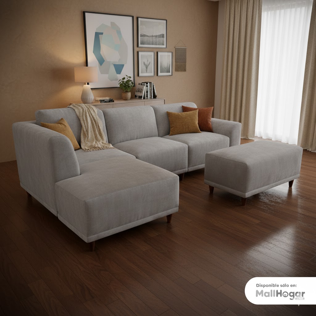 Seccional Palms Izquierdo + Banqueta – Gris