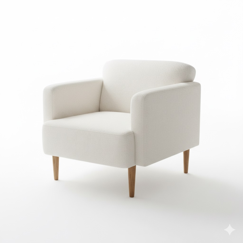 Juego de Sala Zara 3-1 + Banqueta + 2 Puff – Ivory