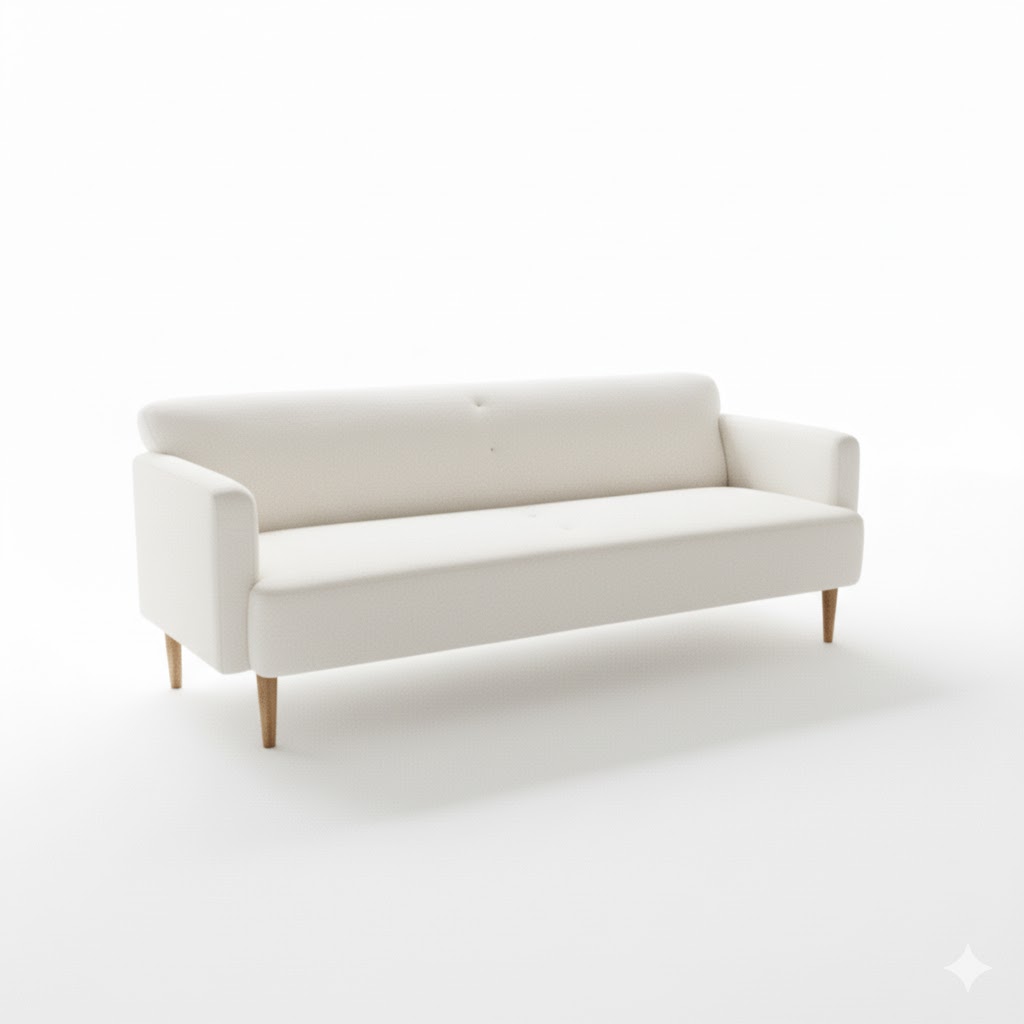 Juego de Sala Zara 3-1 + Banqueta + 2 Puff – Ivory