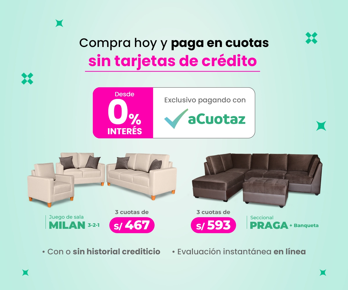 Paga en cuotas sin tarjetas de crédito con aCuotaz - Desde 0% interés