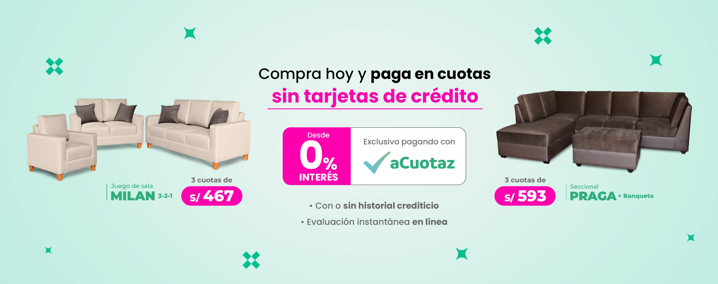 Paga en cuotas sin tarjetas de crédito con aCuotaz - Desde 0% interés