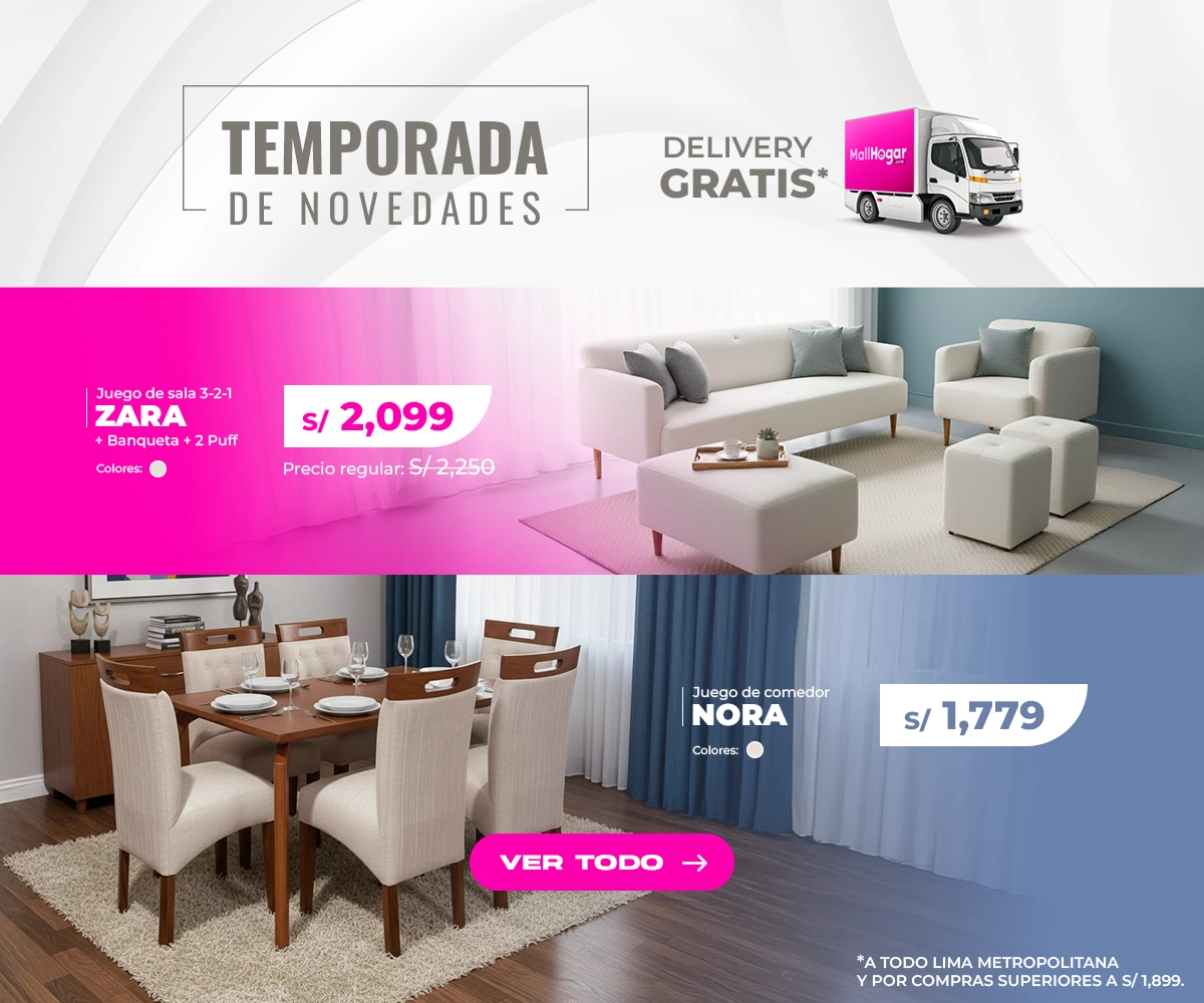 Temporada de Novedades Mallhogar - Ofertas insuperables en juegos de sala, seccionales y juegos de comedor