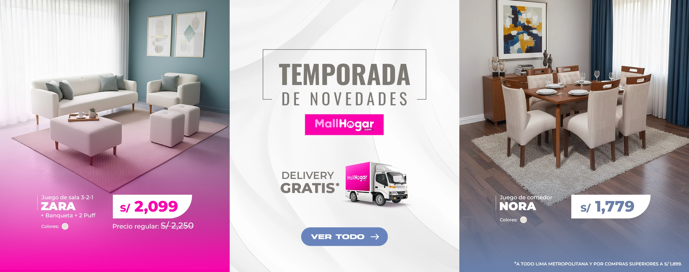 Temporada de Novedades Mallhogar - Ofertas insuperables en juegos de sala, seccionales y juegos de comedor