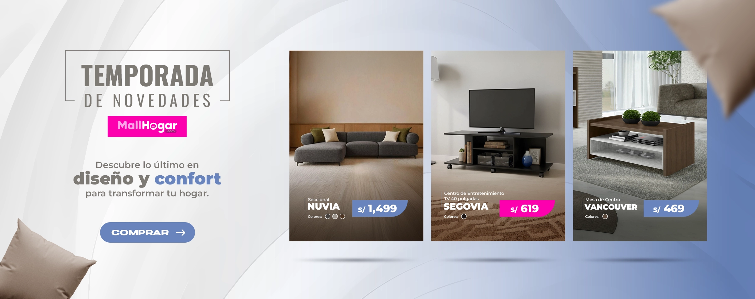 Temporada de Novedades Mallhogar - Ofertas insuperables en juegos de sala, seccionales y juegos de comedor